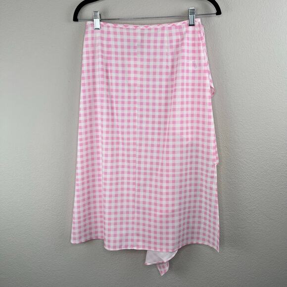 Sokie Collective Ruffle Midi Skirt Pink Gingham Size Small NWT - Picture 14 of 14